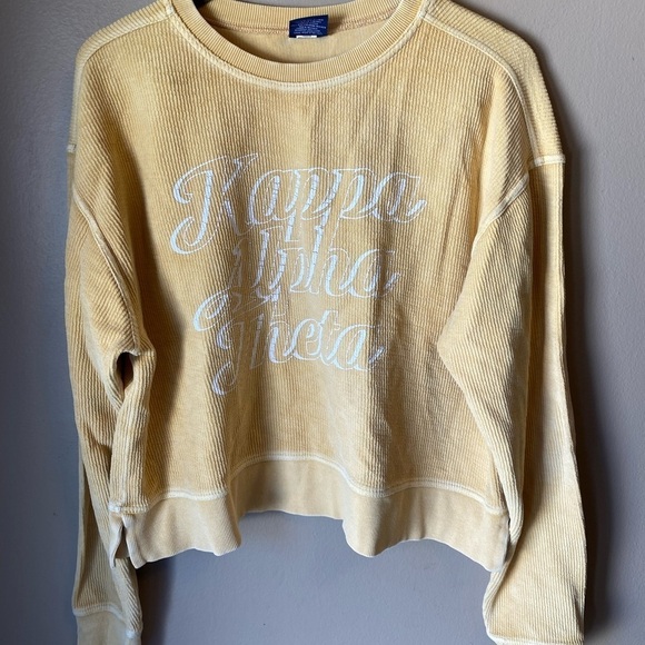 Kappa Alpha Theta Yellow Ribbed Oversized Cropped Comfort Colors Sweatshirt - Picture 2 of 5